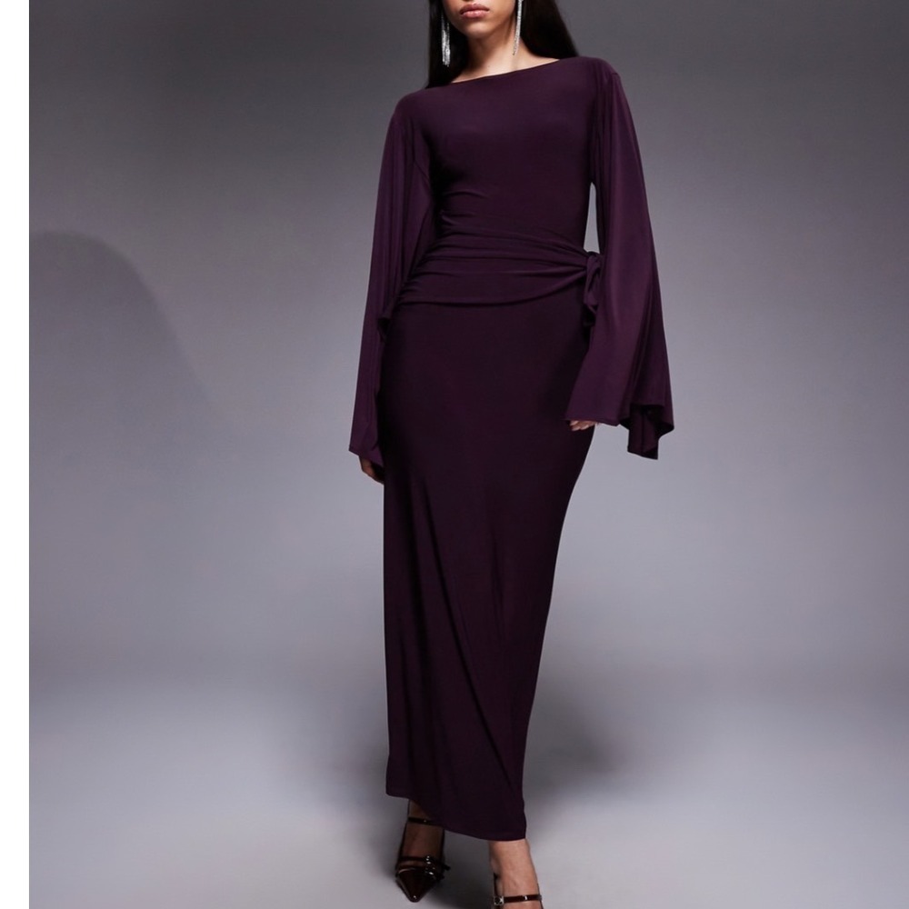 NWT ASOS DESIGN Plum Batwing Cinched Waist Maxi Dress US 8-10